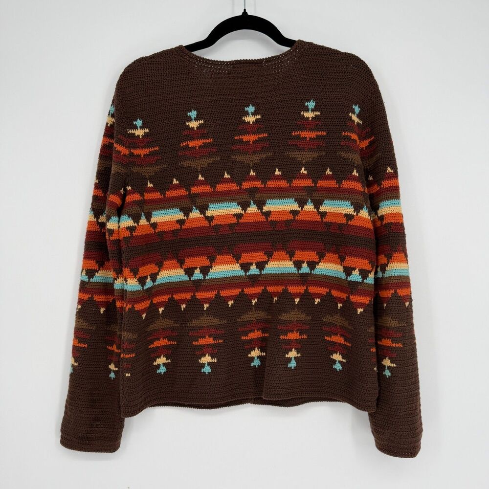 Vintage Pendleton Knit Cardigan Sweater Women's S Brown Aztec Southwestern Boho - Picture 8 of 8